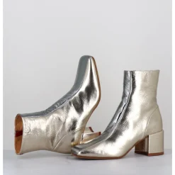 Best HALMANERA Boots 70s en cuir métallisé or & argent - CECIL13 METAL PLATINO DORE