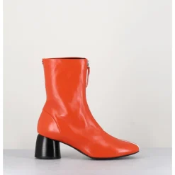 Online HALMANERA Boots 60s en cuir & talon noir - CAREN07 GLAZE NESPOLA ORANGE