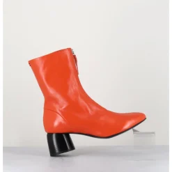 Online HALMANERA Boots 60s en cuir & talon noir - CAREN07 GLAZE NESPOLA ORANGE