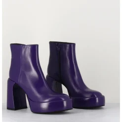 Outlet ELENA IACHI Boots 70s en cuir prune - E3303 PURPLE VIOLET