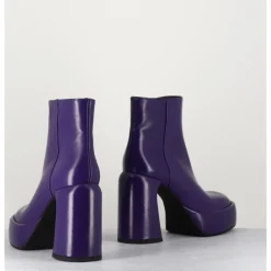 Outlet ELENA IACHI Boots 70s en cuir prune - E3303 PURPLE VIOLET