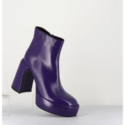 Outlet ELENA IACHI Boots 70s en cuir prune - E3303 PURPLE VIOLET