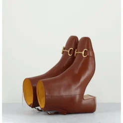 Best MARA BINI Boots 70s petit talon en cuir bout carré - F519 SETA CUOIO CAMEL