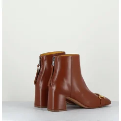 Best MARA BINI Boots 70s petit talon en cuir bout carré - F519 SETA CUOIO CAMEL