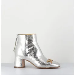 Best MARA BINI Boots 70s petit talon en cuir vieilli - Q199 VINTAGE SILVER ARGENT