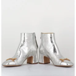 Best MARA BINI Boots 70s petit talon en cuir vieilli - Q199 VINTAGE SILVER ARGENT