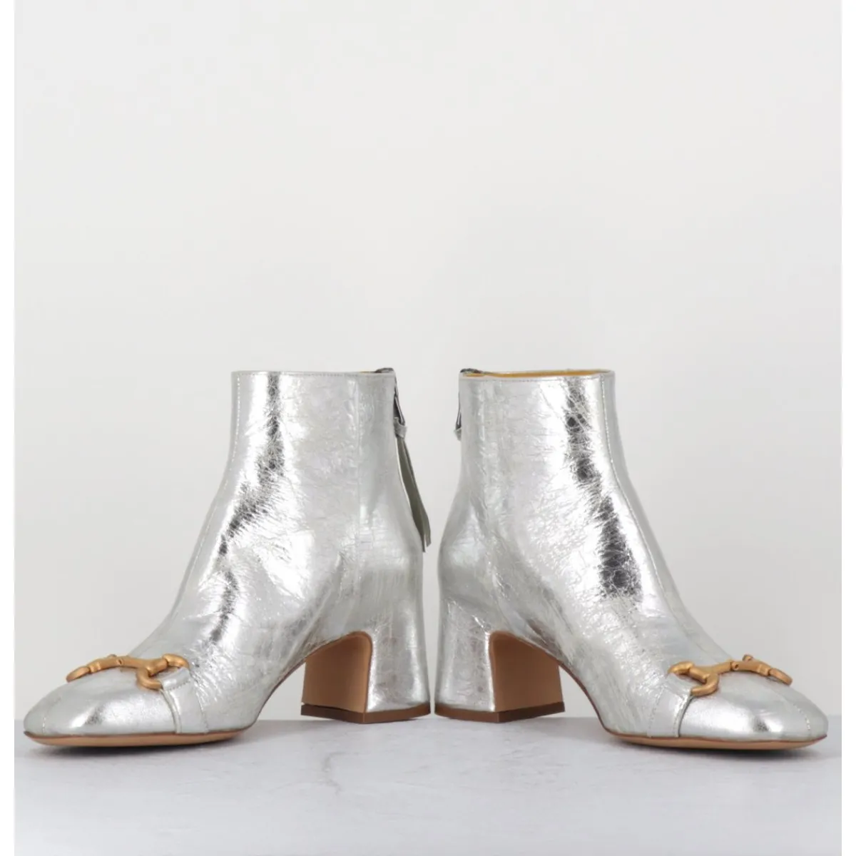 Best MARA BINI Boots 70s petit talon en cuir vieilli - Q199 VINTAGE SILVER ARGENT