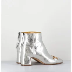 Best MARA BINI Boots 70s petit talon en cuir vieilli - Q199 VINTAGE SILVER ARGENT