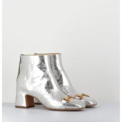 Best MARA BINI Boots 70s petit talon en cuir vieilli - Q199 VINTAGE SILVER ARGENT