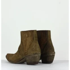 New FAUZIAN JEUNESSE Boots santiags courtes en daim kahki - 3472 ROV OLIVA