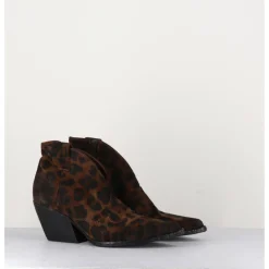 New ELENA IACHI Boots santiags courtes en daim - E2004L LEOPARD