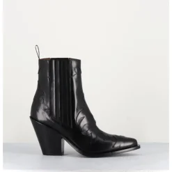 Best SARTORE Boots Santiags en cuir flammes & élastique à talon haut - SR3921 NERO NOIR