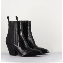 Best SARTORE Boots Santiags en cuir flammes & élastique à talon haut - SR3921 NERO NOIR