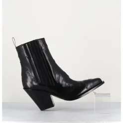 Best SARTORE Boots Santiags en cuir flammes & élastique à talon haut - SR3921 NERO NOIR