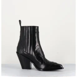 Best SARTORE Boots Santiags en cuir flammes & élastique à talon haut - SR3921 NERO NOIR