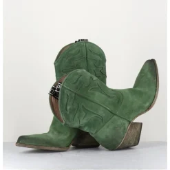 Sale ELENA IACHI Boots santiags en daim - E2016 TEXAN GREEN VERT