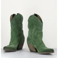 Sale ELENA IACHI Boots santiags en daim - E2016 TEXAN GREEN VERT