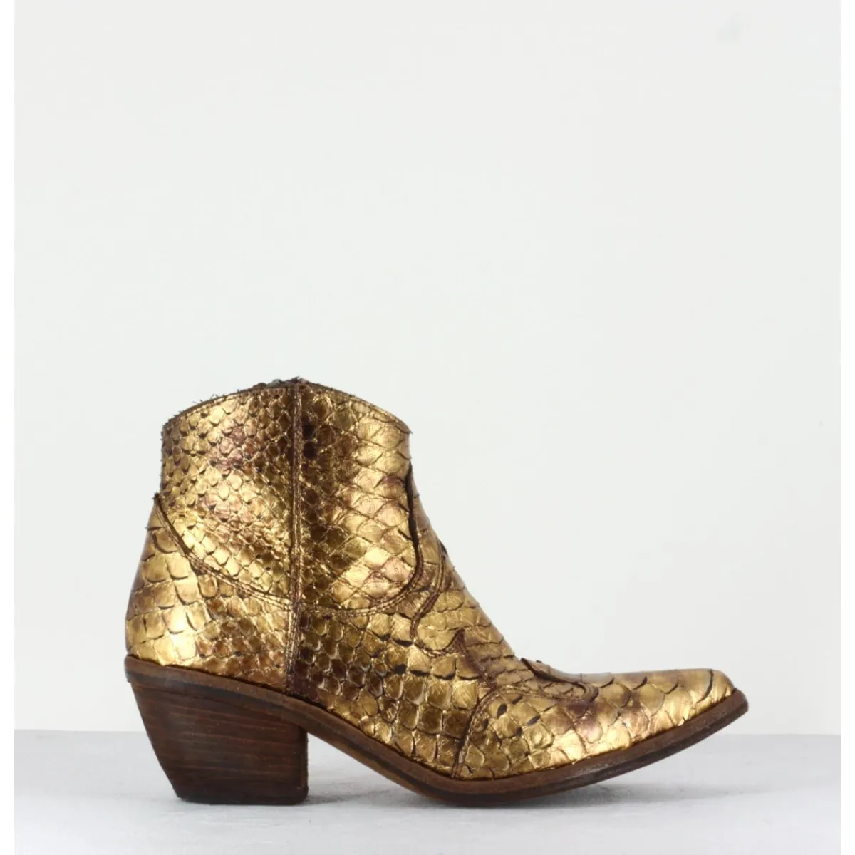 Best FAUZIAN JEUNESSE Boots santiags en python doré - 3662C PITONE ORO DORE