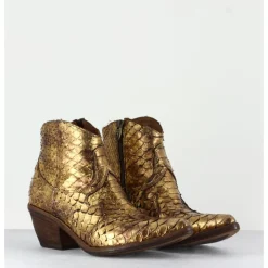 Best FAUZIAN JEUNESSE Boots santiags en python doré - 3662C PITONE ORO DORE