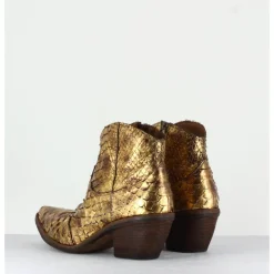 Best FAUZIAN JEUNESSE Boots santiags en python doré - 3662C PITONE ORO DORE