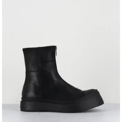 Outlet LOFINA Boots semelle exagérée en cuir à zip - 4163 GAS NERO NOIR