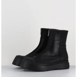 Outlet LOFINA Boots semelle exagérée en cuir à zip - 4163 GAS NERO NOIR