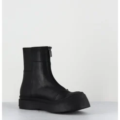 Outlet LOFINA Boots semelle exagérée en cuir à zip - 4163 GAS NERO NOIR