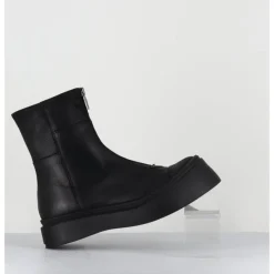 Outlet LOFINA Boots semelle exagérée en cuir à zip - 4163 GAS NERO NOIR
