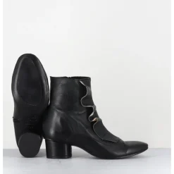 Best GARRICE LAB Boots souples en cuir & volant - TWIST FAR WEST NERO NOIR