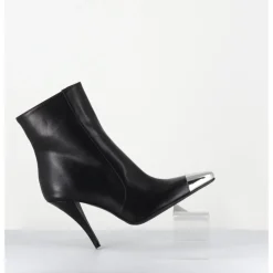 Outlet GARRICE LAB Boots talon haut cuir bout argent - MECHA1 NOIR