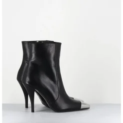 Outlet GARRICE LAB Boots talon haut cuir bout argent - MECHA1 NOIR