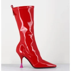 Best 3JUIN Boots talon haut en vernis stretch 90s - GILDA CRIS EROS ROUGE
