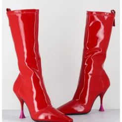Best 3JUIN Boots talon haut en vernis stretch 90s - GILDA CRIS EROS ROUGE