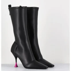 3JUIN Boots talon haut stretch 90s - GILDA CRIS BLACK NOIR