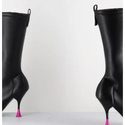 3JUIN Boots talon haut stretch 90s - GILDA CRIS BLACK NOIR