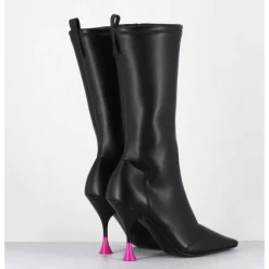 3JUIN Boots talon haut stretch 90s - GILDA CRIS BLACK NOIR
