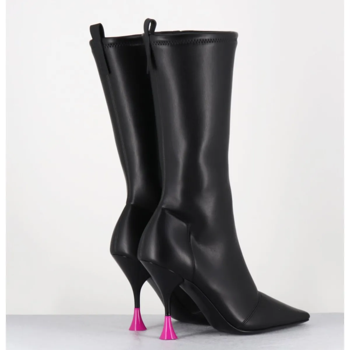 3JUIN Boots talon haut stretch 90s - GILDA CRIS BLACK NOIR