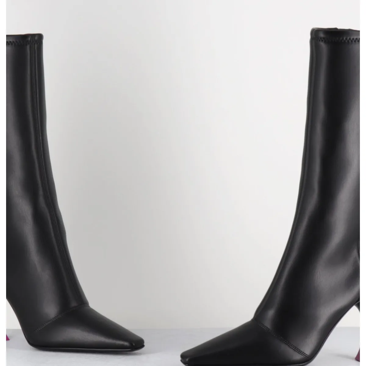 3JUIN Boots talon haut stretch 90s - GILDA CRIS BLACK NOIR