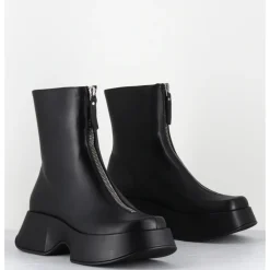 Sale VIC MATIE Boots zip central à plateforme en cuir - 1F2412D ELODIE BLACK NOIR