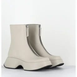 Clearance VIC MATIE Boots zip central à plateforme en cuir blanc cassé - 1F2412D ELODIE DESERT