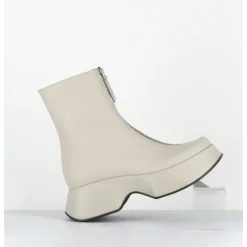 Clearance VIC MATIE Boots zip central à plateforme en cuir blanc cassé - 1F2412D ELODIE DESERT