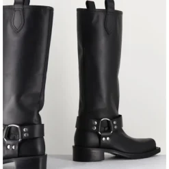 Outlet ORMEDA Bottes bikers bout carré en cuir - 1613 YORK NERO NOIR