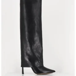 Sale MALLONI Bottes bout pointu à guêtre en cuir talon haut- M23I99902 BLACK NOIR