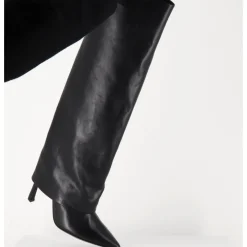 Sale MALLONI Bottes bout pointu à guêtre en cuir talon haut- M23I99902 BLACK NOIR