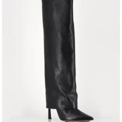 Sale MALLONI Bottes bout pointu à guêtre en cuir talon haut- M23I99902 BLACK NOIR