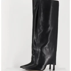 Sale MALLONI Bottes bout pointu à guêtre en cuir talon haut- M23I99902 BLACK NOIR