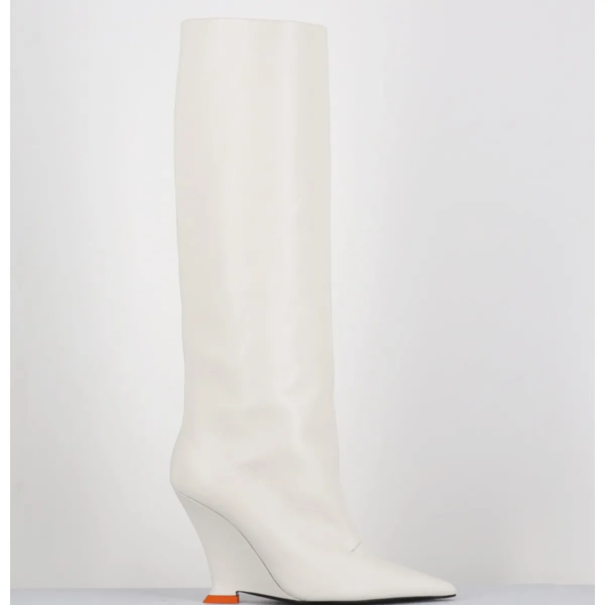 Sale 3JUIN Bottes bout pointu en cuir talon compensé y2k - NUMA OXFORD IVORY BLANC