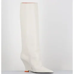 Sale 3JUIN Bottes bout pointu en cuir talon compensé y2k - NUMA OXFORD IVORY BLANC