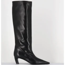 New THEA MIKA Bottes bout pointu en cuir petit talon - TMC480B NATUR NERO NOIR