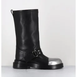 Clearance PREMIATA Bottes cavalière en cuir & bout argent - Boots M6813 ISEO NERO NOIR